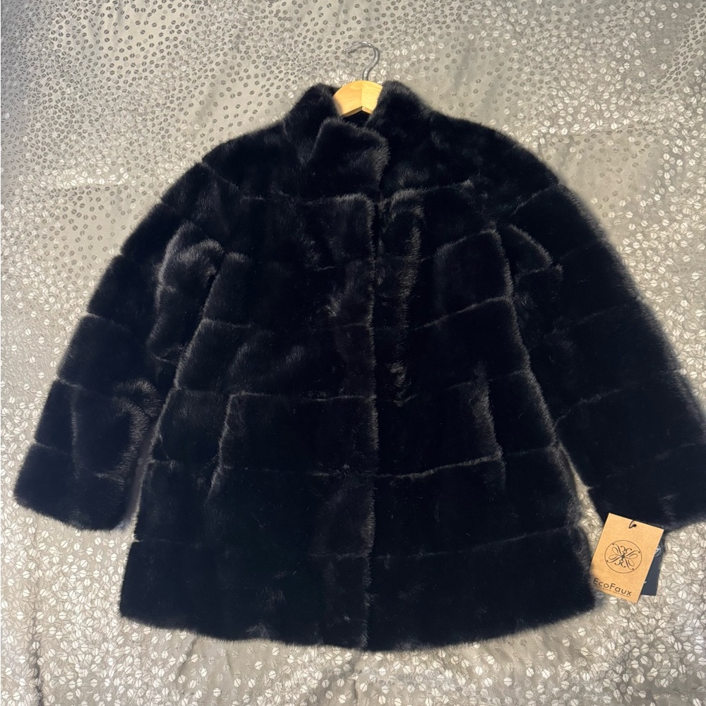 Belle Fare NWT S Black Faux Fur Coat